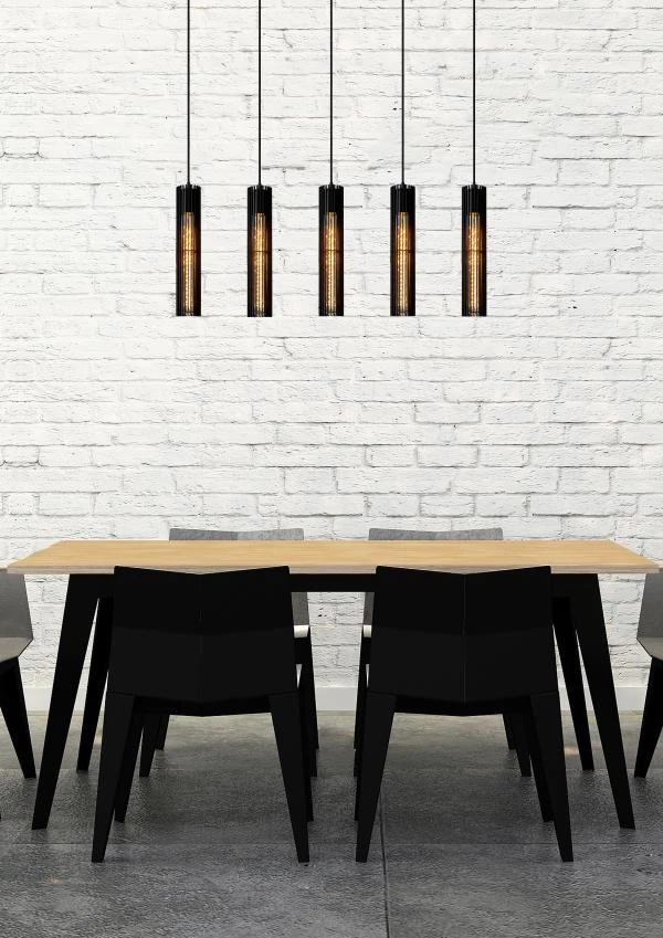 Lucide LIONEL - Pendant light - 5xE27 - Black - ambiance 3